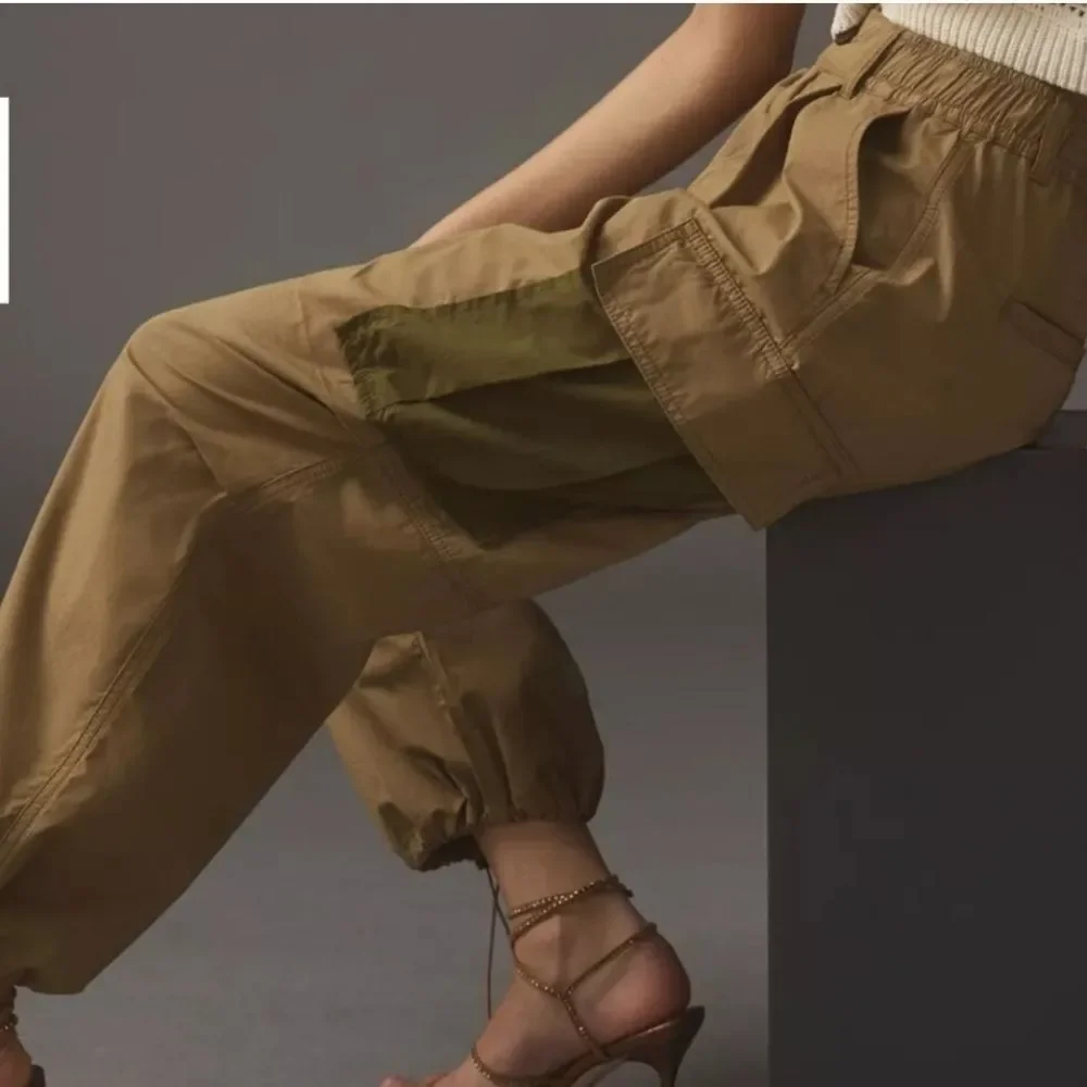 Anthropologie Tan Cargo Parachute Pants Size 28 Bungie‎ Ankle - Picture 14 of 16